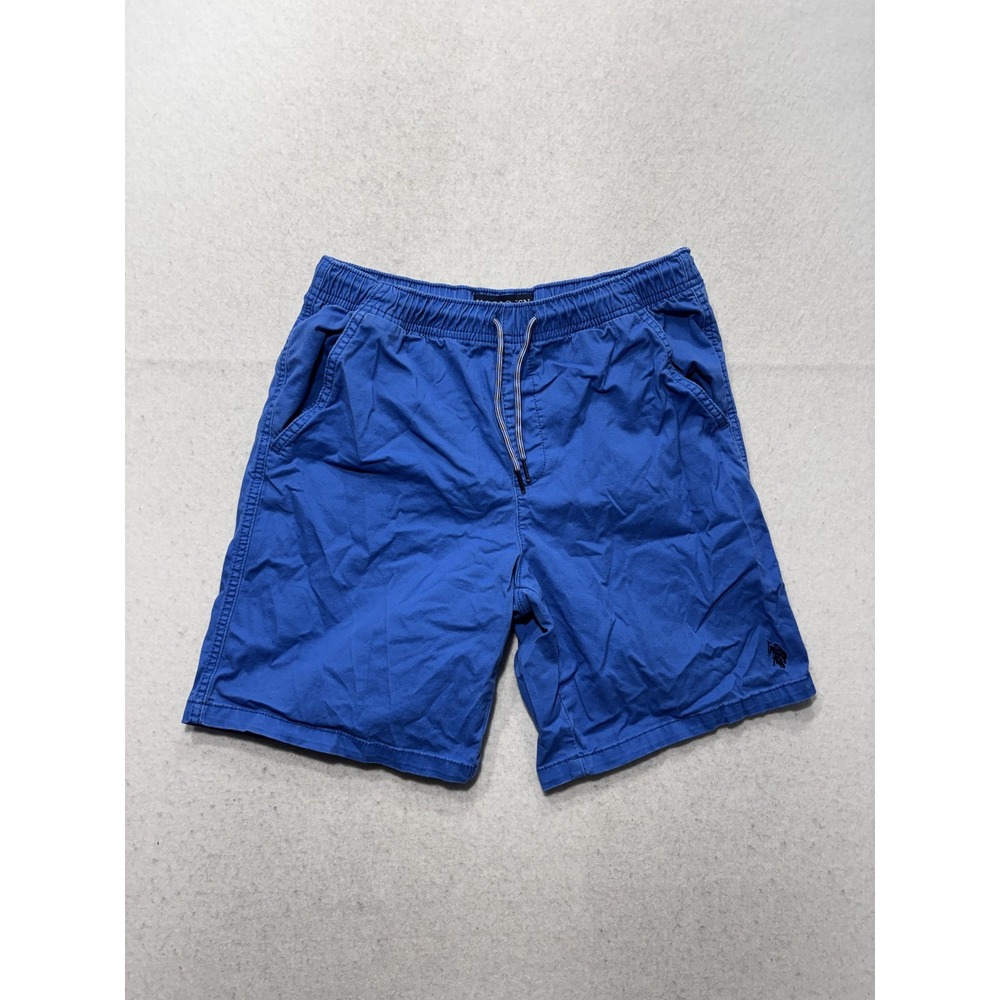 U.S. Polo Assn. Chino Shorts Boys 18 Blue 7" Inseam Elastic Waist Casual Twill